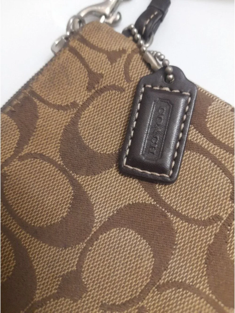 Coach Signature Canvas Zip Wristlet Y2K Pouch